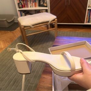 Elegant White Block Heel Sandals